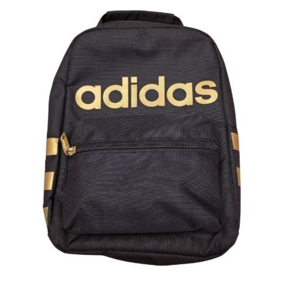 Adidas Black Gold Mini Backpack Lunch Bag Insulated Kids School Travel 2 Pocket